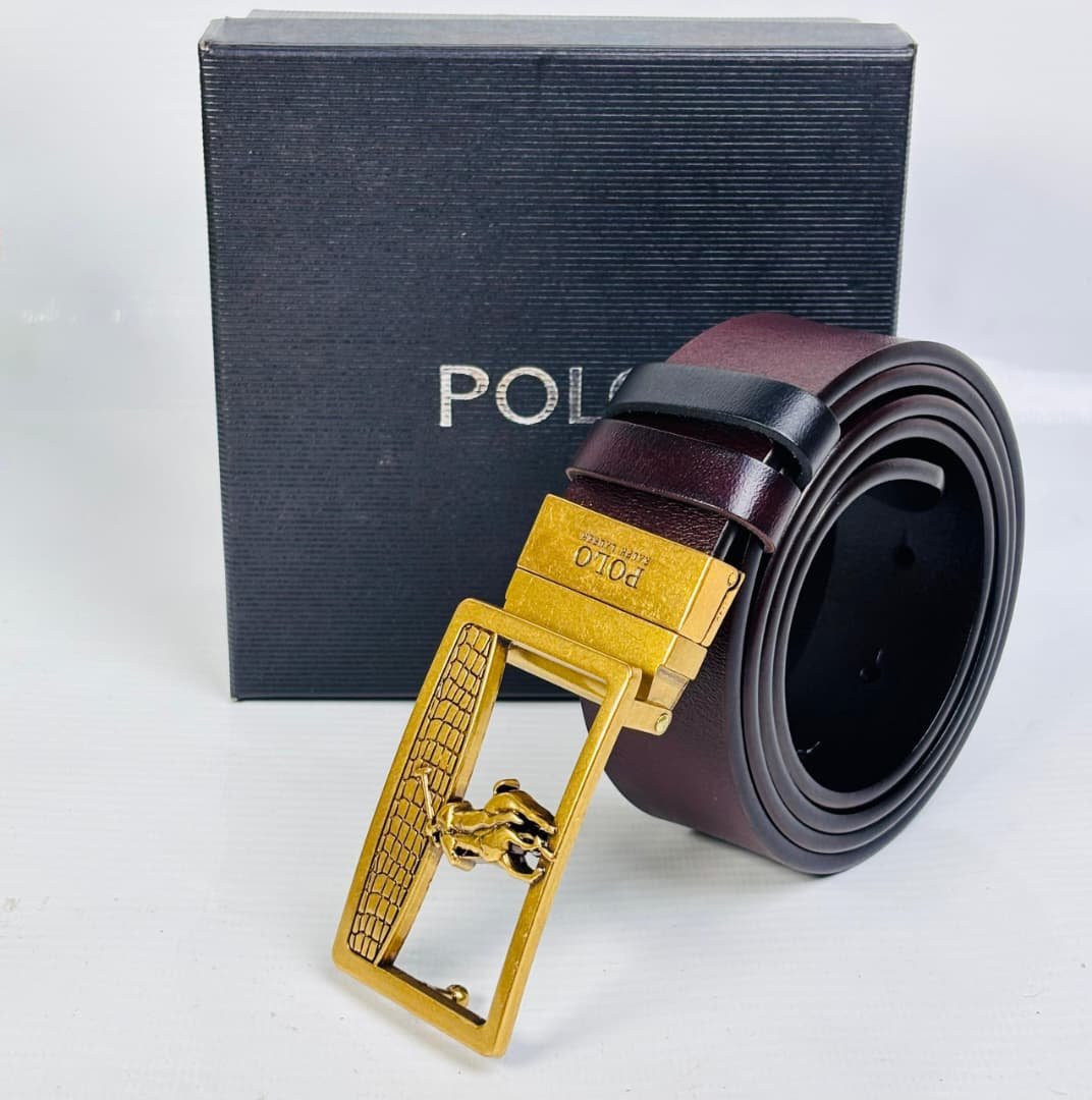 Polo Reversible Belt with Gold Buckle